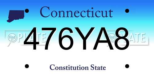 476YA8 Connecticut License Plate