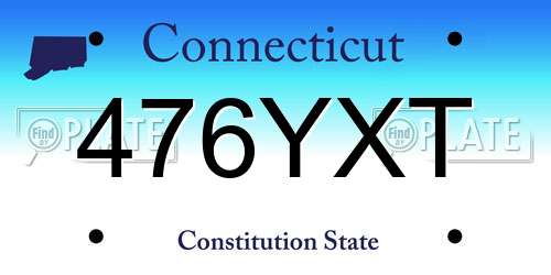 476YXT Connecticut License Plate