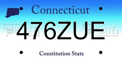 476ZUE Connecticut License Plate