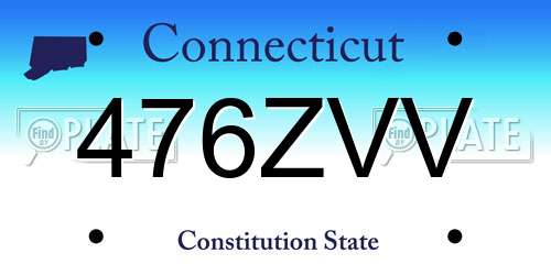 476ZVV Connecticut License Plate