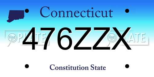 476ZZX Connecticut License Plate