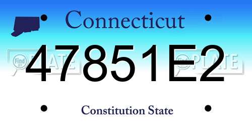 47851E2 Connecticut License Plate