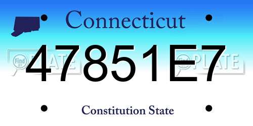 47851E7 Connecticut License Plate