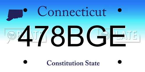 478BGE Connecticut License Plate