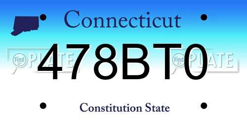 478BT0 Connecticut License Plate