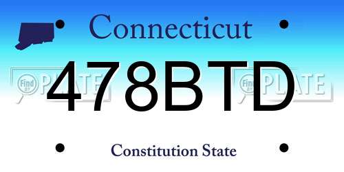 478BTD Connecticut License Plate