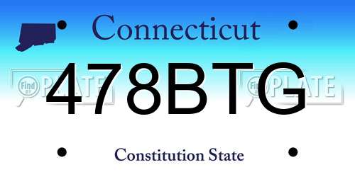 478BTG Connecticut License Plate