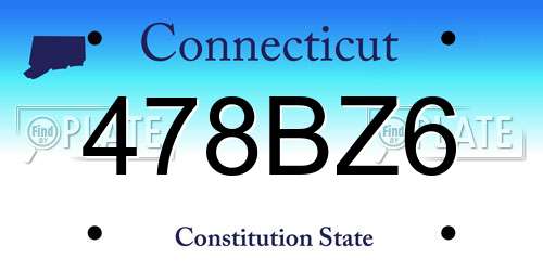 478BZ6 Connecticut License Plate