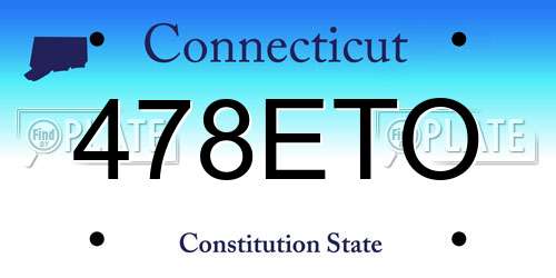 478ETO Connecticut License Plate