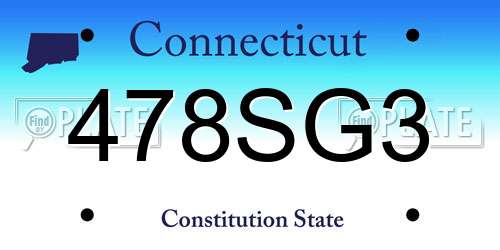 478SG3 Connecticut License Plate