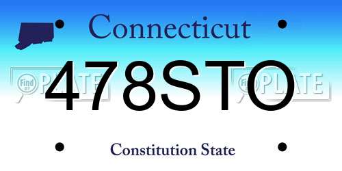 478STO Connecticut License Plate