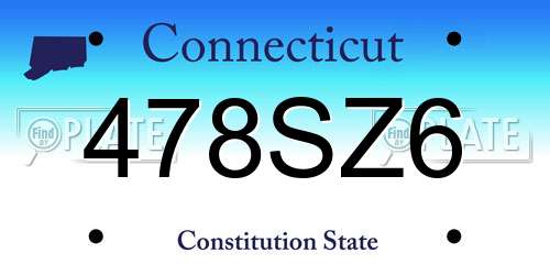 478SZ6 Connecticut License Plate