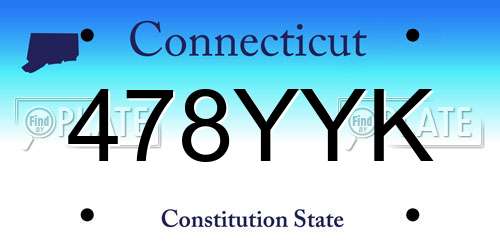478YYK Connecticut License Plate