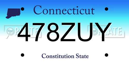478ZUY Connecticut License Plate