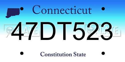 47DT523 Connecticut License Plate