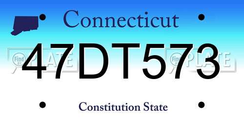 47DT573 Connecticut License Plate