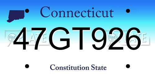 47GT926 Connecticut License Plate