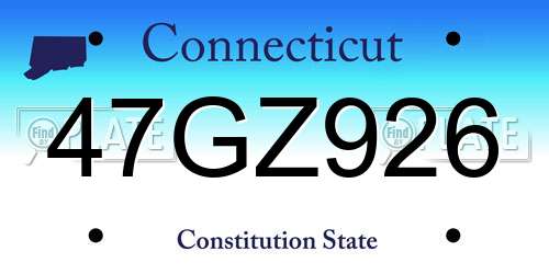 47GZ926 Connecticut License Plate