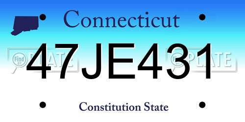 47JE431 Connecticut License Plate