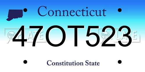 47OT523 Connecticut License Plate