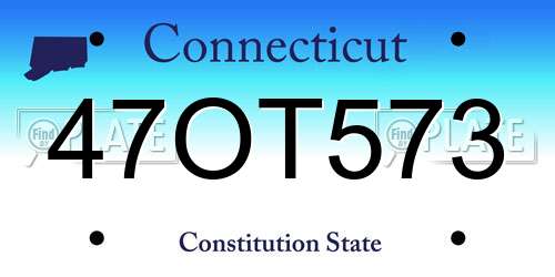 47OT573 Connecticut License Plate
