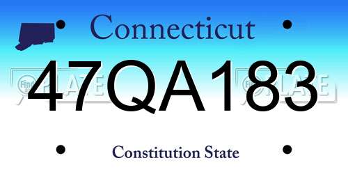 47QA183 Connecticut License Plate