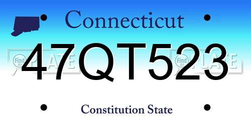 47QT523 Connecticut License Plate