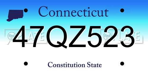 47QZ523 Connecticut License Plate