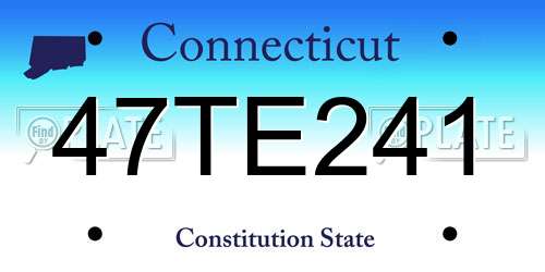 47TE241 Connecticut License Plate