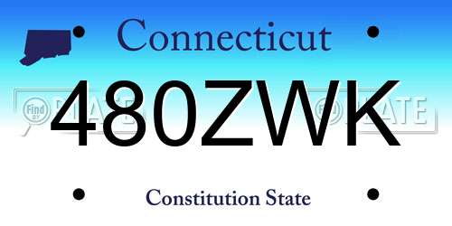 480ZWK Connecticut License Plate