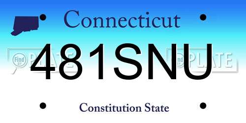 481SNU Connecticut License Plate