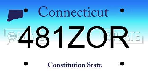 481ZOR Connecticut License Plate