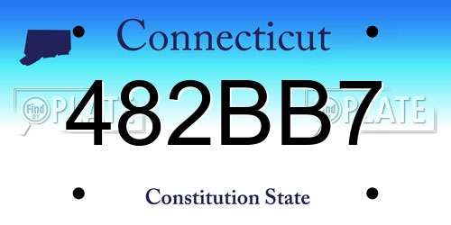 482BB7 Connecticut License Plate