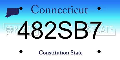 482SB7 Connecticut License Plate