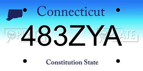 483ZYA Connecticut License Plate