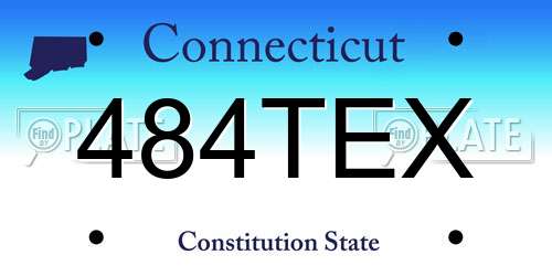 484TEX Connecticut License Plate