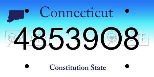 48539O8 Connecticut License Plate