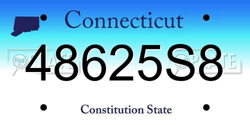 48625S8 Connecticut License Plate