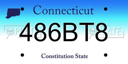 486BT8 Connecticut License Plate