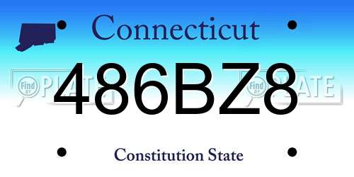 486BZ8 Connecticut License Plate