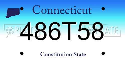 486T58 Connecticut License Plate