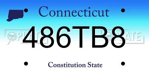 486TB8 Connecticut License Plate