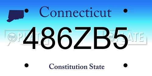486ZB5 Connecticut License Plate