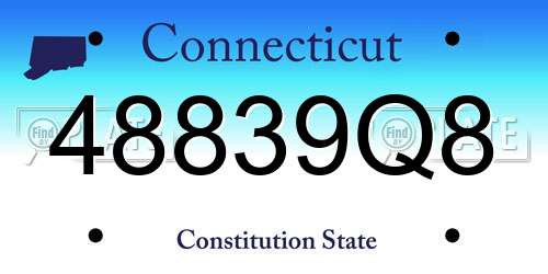 48839Q8 Connecticut License Plate