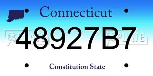48927B7 Connecticut License Plate