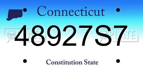 48927S7 Connecticut License Plate