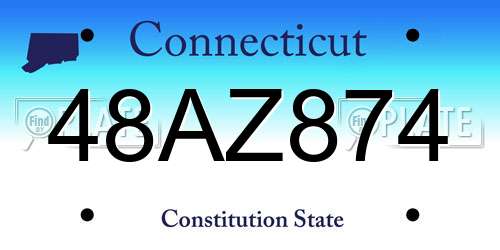 48AZ874 Connecticut License Plate