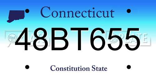 48BT655 Connecticut License Plate