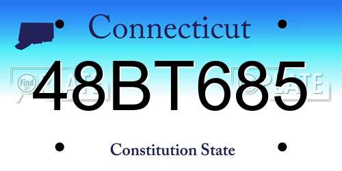 48BT685 Connecticut License Plate
