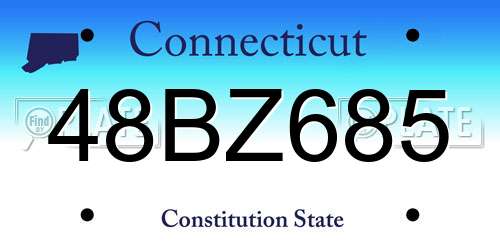 48BZ685 Connecticut License Plate